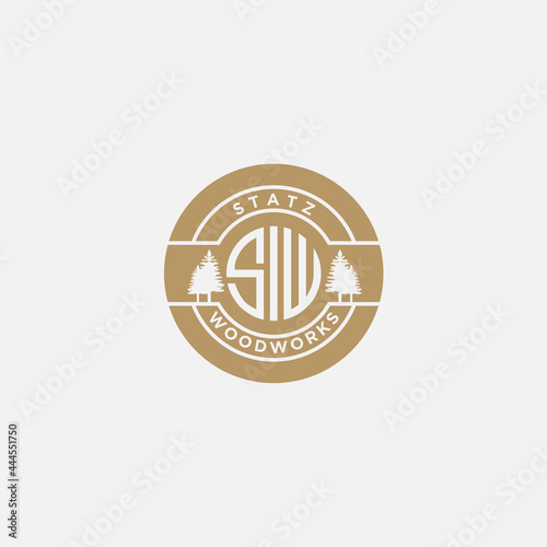 simple and modern letter SW with tree logo design template