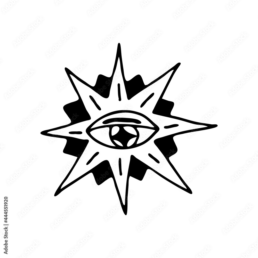 Doodle element for magic, Halloween. Hand-drawn image for various designs. Magic eye Doodle element for magic, Halloween. Hand-drawn image for various designs. Magic eye