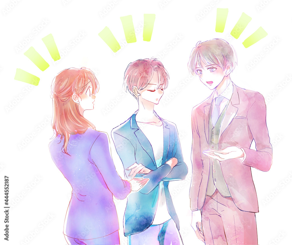 話し合う会社員 話し合う会社員