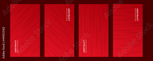Dark red social media post and story templates set for business with abstract vector illustration on background. Stories posts layouts red and black. Abstract red background