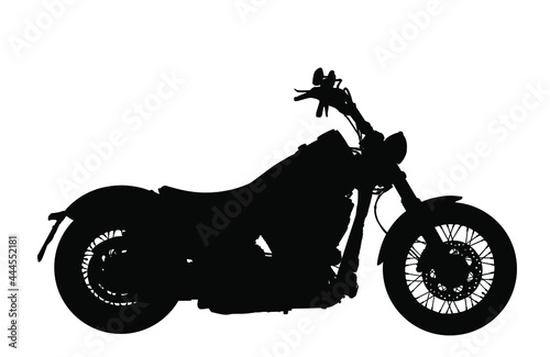Motorcycle vector silhouette illustration. Road travel by bike. Freedom concept. Powerful engine for fast vehicle. Top speed for outdoor pleasure.