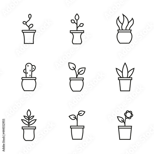 Vector set of flower pot