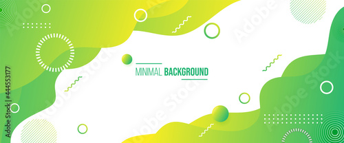 Liquid abstract background. Green fluid vector banner template for social media, web sites. Wavy shapes	
