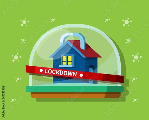 Lockdown - stay at home corona virus prevention symbol illustration vector