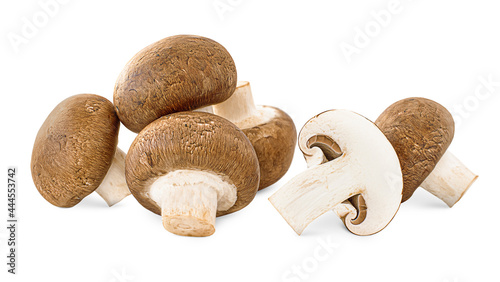 heap champignon on white isolated background