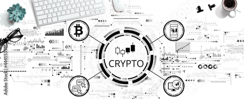 Crypto Trading theme with a computer keyboard photo