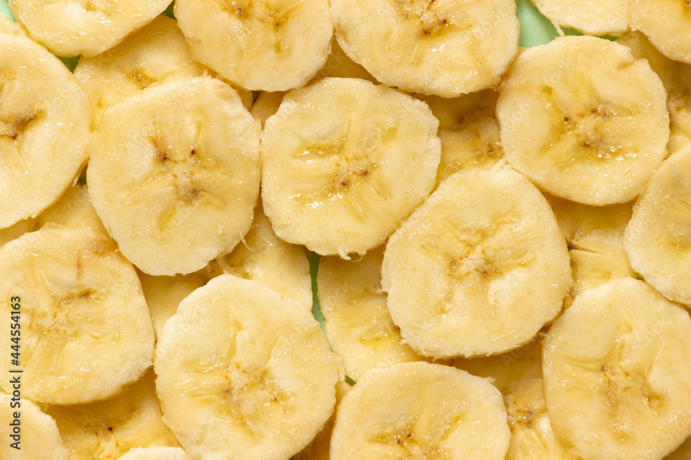 Close up of sliced banana. Banana background