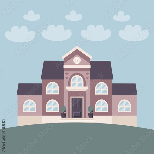 Fototapeta Naklejka Na Ścianę i Meble -  School building. Back to school concept, cute colorful vector illustration in flat style
