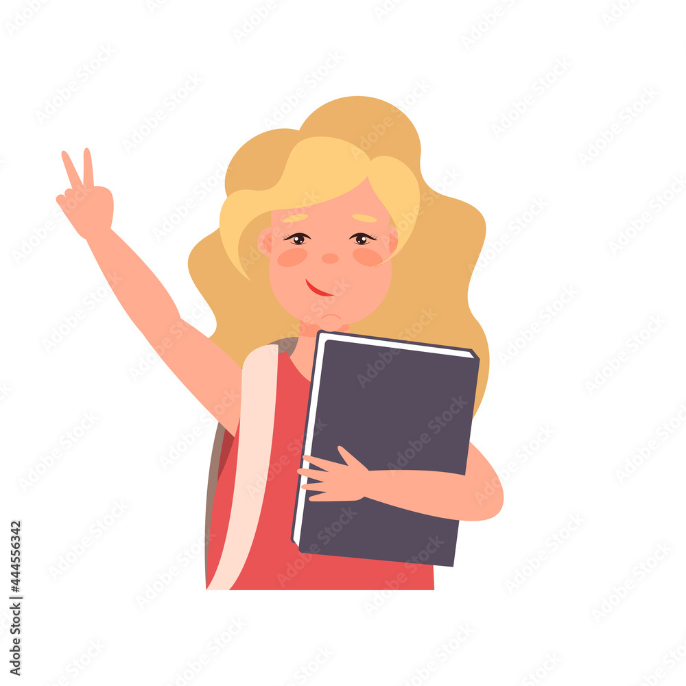 Set of boys and girls going to elementary or middle school .Back to school concept, children characters. Vector illustration in flat style
