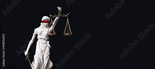 Obraz na płótnie Justitia, the Roman goddess of Justice with red blindfold