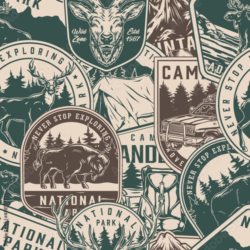 Outdoor recreation seamless pattern
