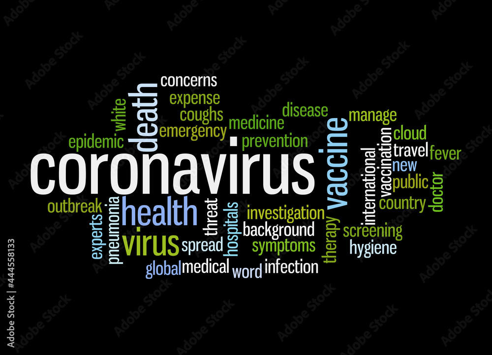 Word Cloud with CORONAVIRUS concept, isolated on a black background
Word Cloud with CORONAVIRUS concept, isolated on a black background