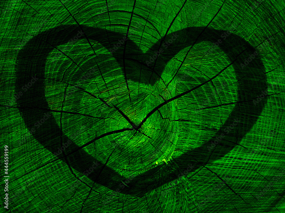 Serce na zielonym tle - obrazy, fototapety, plakaty 