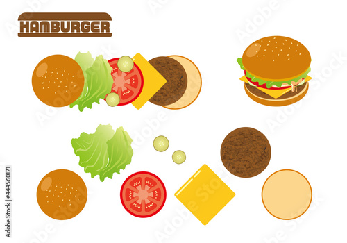 ハンバーガー材料のイラスト