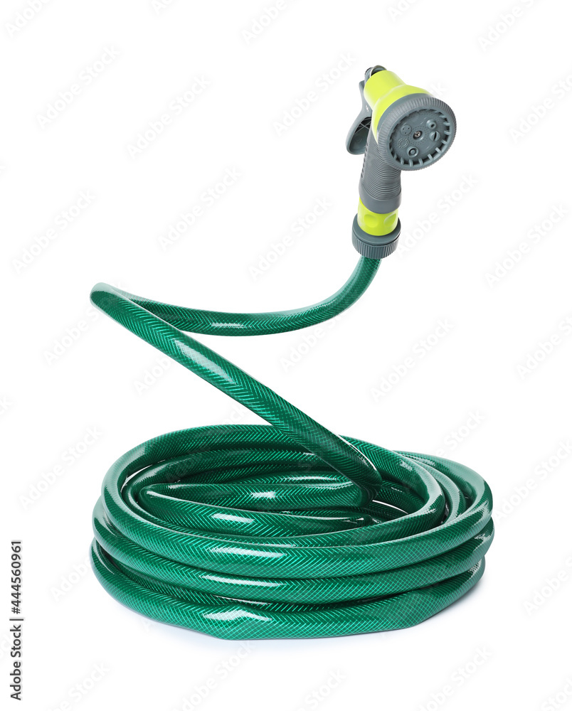 Watering hose with sprinkler isolated on white Watering hose with sprinkler isolated on white