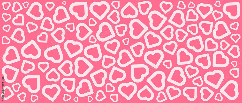Abstract white hearts shape on red background