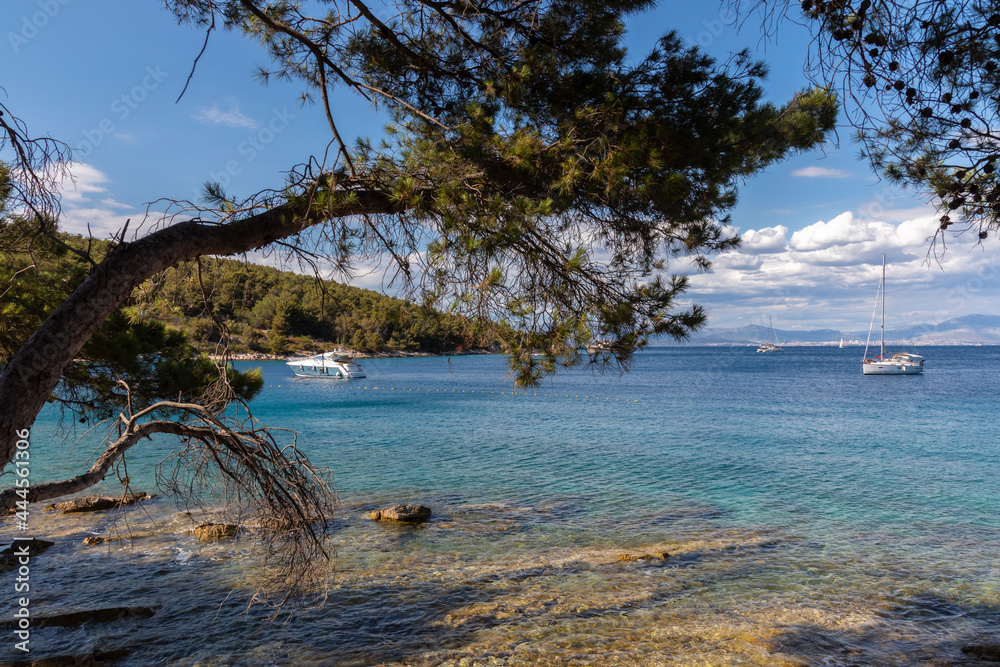 Fototapeta premium Sailing near island Solta, Croatia, Europe