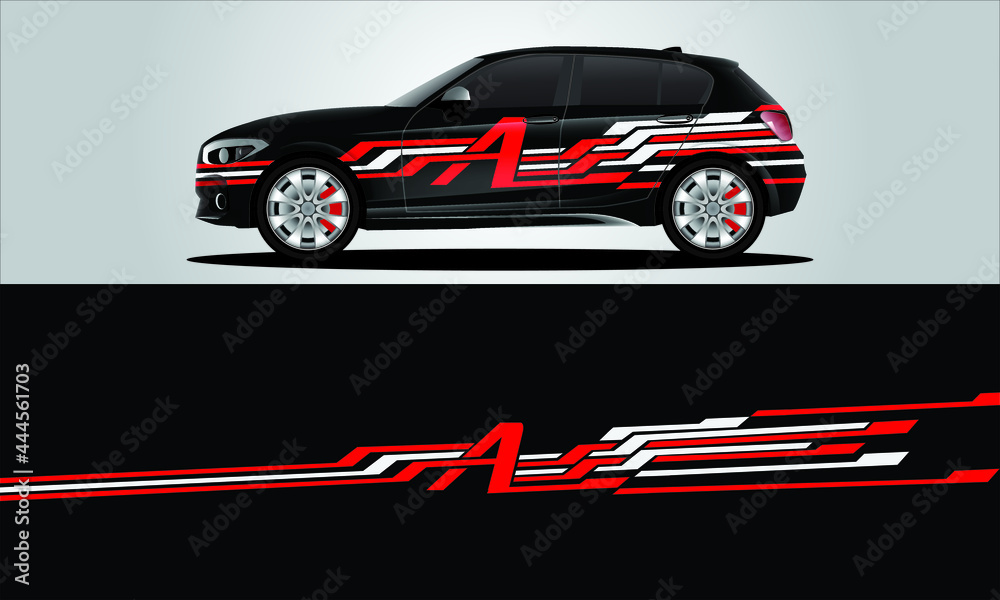 Obraz premium Car sticker or car wrap with natural natural concept with abstract line concept and initial A, can be installed on all