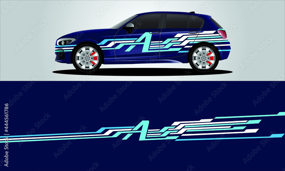Car sticker or car wrap with natural natural concept with abstract line concept and initial A, can be installed on all