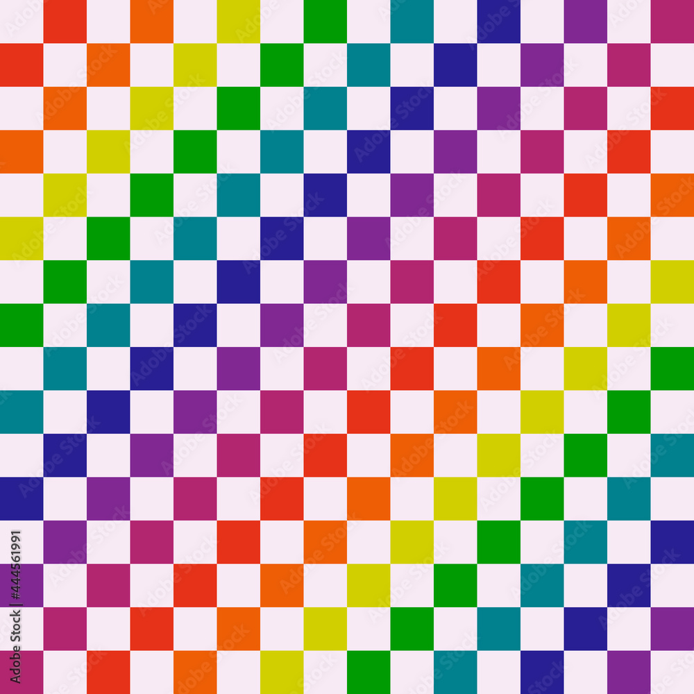 Checker rainbow squares. White background and diagonal checker lines. Vector. Checker rainbow squares. White background and diagonal checker lines. Vector.