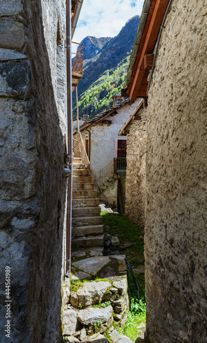 Fototapeta Naklejka Na Ścianę i Meble -  Codera: a small town isolated from civilization in the Valtellina Mountains, Italy - May 2021.