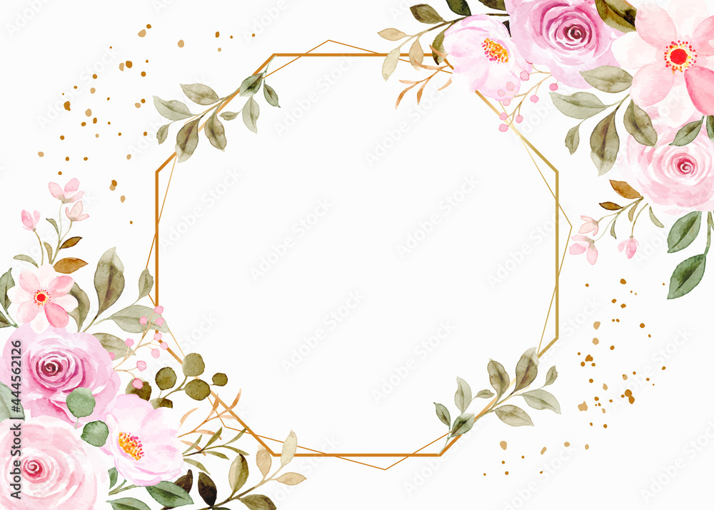 Wedding invitation flower background with watercolor