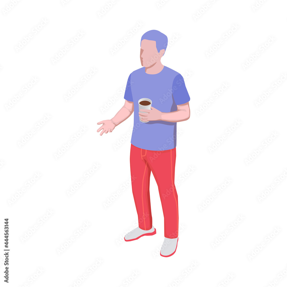 Isometric Man With Coffee Isometric Man With Coffee