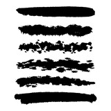 Set of black brush strokes. Vector design elements. Messy paint strokes imitation