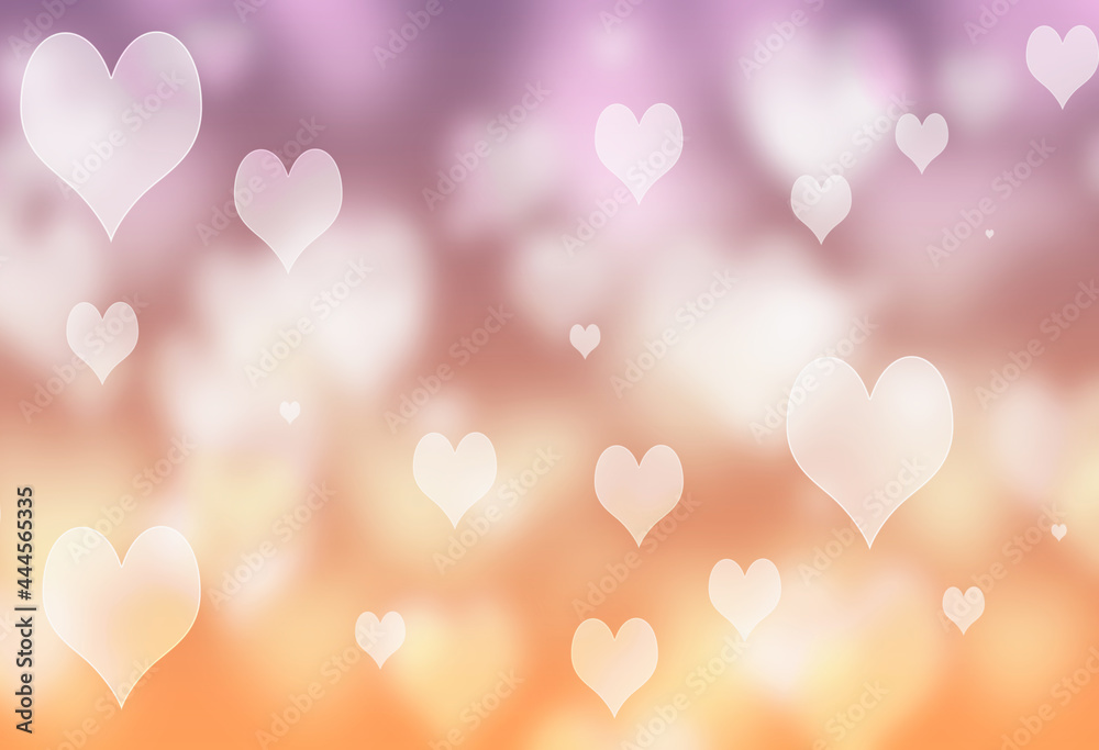 Valentine's day  or wedding background with hearts. Decorative, romantic love bokeh background. 3d illustration
