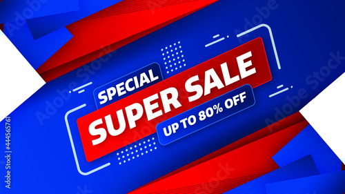 Sale banner template design with geometric background , Big sale special offer up to 80% off. Super Sale, end of season special offer banner. vector illustration.