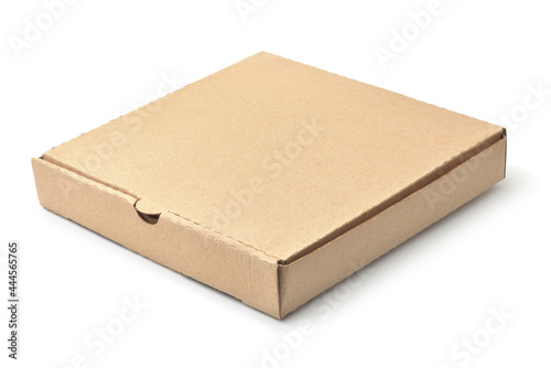 Blank brown cardboard pizza box photo