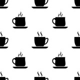 Tea Cup Icon Seamless Pattern, Coffee Cup Icon