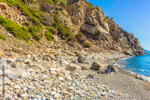 Natural coastal landscapes on Kos Island Greece mountains cliffs rocks.