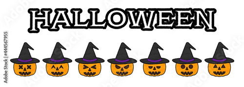 帽子を被ったハロウィンのカボチャ　 アイコンセット