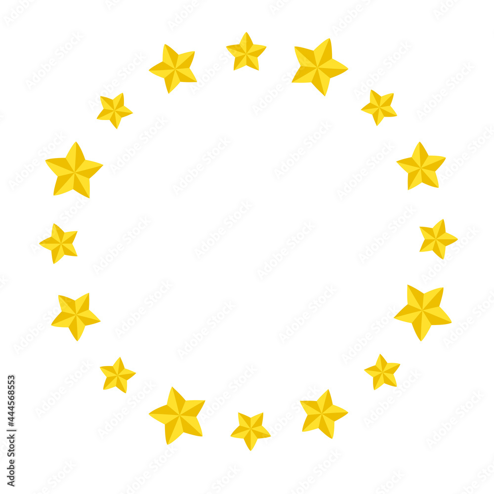 Golden star elegant border or frame in cartoon style for design isolated on white, stock vector illustration Golden star elegant border or frame in cartoon style for design isolated on white, stock vector illustration