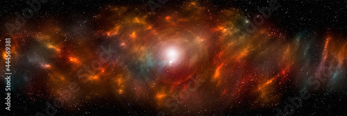 Space background with stardust and shining stars. Realistic cosmos and color nebula. Colorful galaxy. 3d illustration 