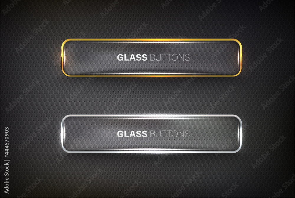 Button web set glass on background color black