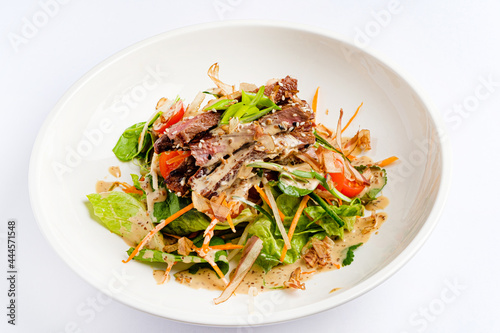 tasty salad with beef and vegetables