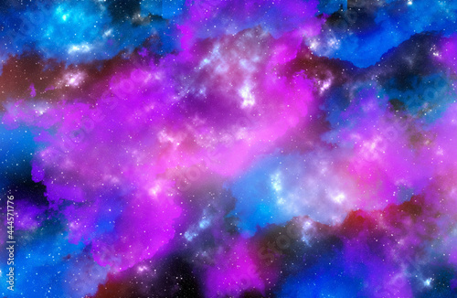 Space background with stardust and shining stars. Realistic cosmos and color nebula. Colorful galaxy. 3d illustration 