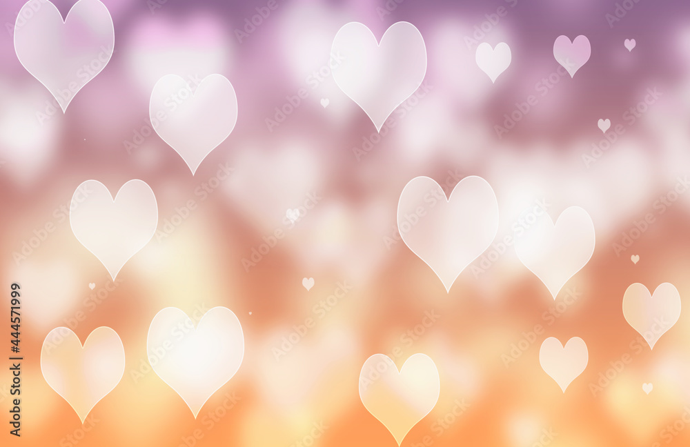 Valentine's day  or wedding background with hearts. Decorative, romantic love bokeh background. 3d illustration
