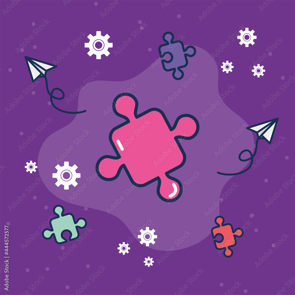 puzzle piece with paper plane
