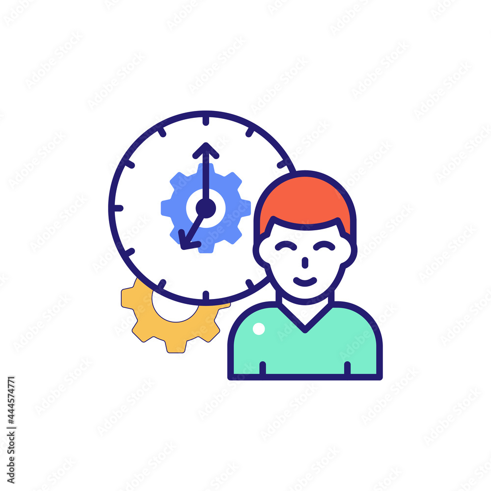 Time Management vector flat outline fill icon style illustration. EPS 10