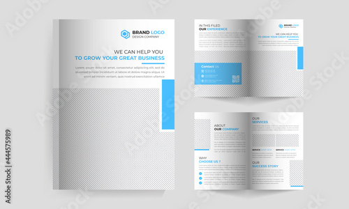 blue leaflet bi fold creative corporate Design template 