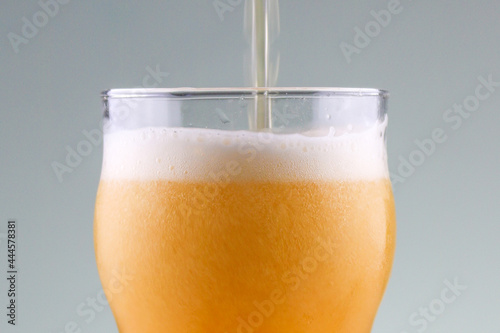 Craft beer closeup of foam formation 