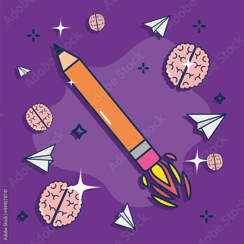 pencil with brain