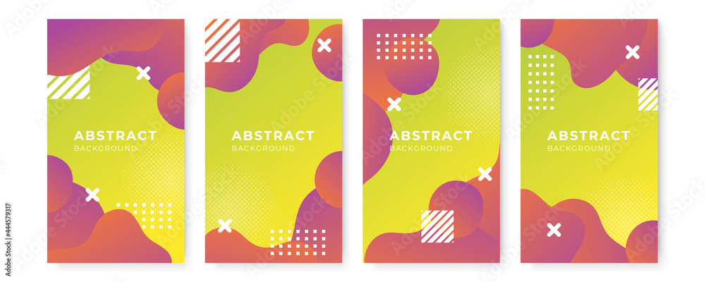 Minimal colorful orange green yellow geometric background. Dynamic fluid shapes composition. Minimal color abstract gradient banner template. Modern vector wave shape for brochure