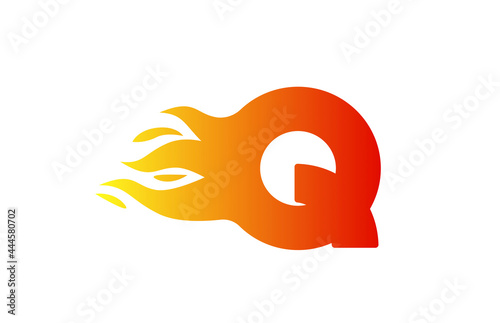 fire Q alphabet letter icon for company. Red flames design suitable for a corporate logo