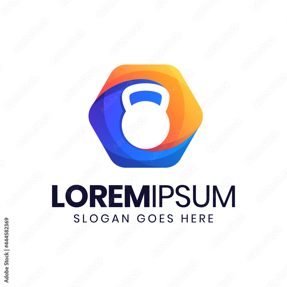 Obraz premium Hexagonal dumbbell gradient logo template