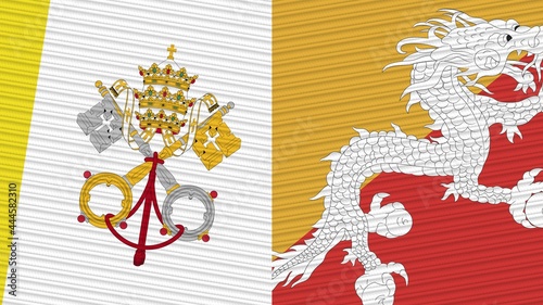 Gambia and Vatican Flags Together Fabric Texture Illustration Background