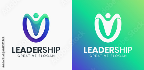 Abstract people leader gradient logo template